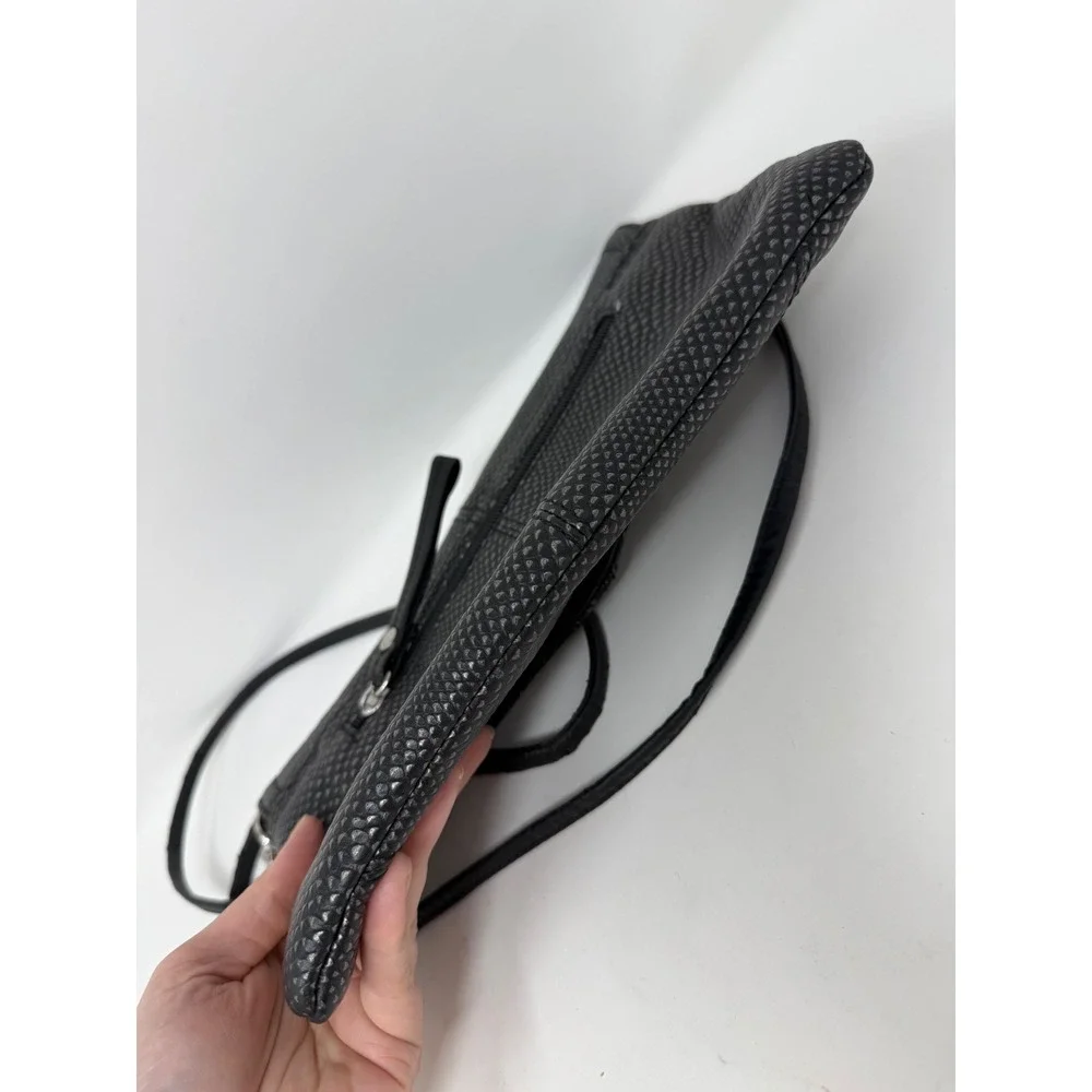Tignanello Black Snakeskin Embossed Leather Crossbody Envelope‎ Clutch Bag